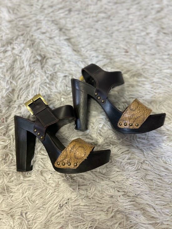 Bruni collection Shoes - ◾️Y2K Vintage Bruni Collection Wooden Platform 90s Chunky Platform Heel